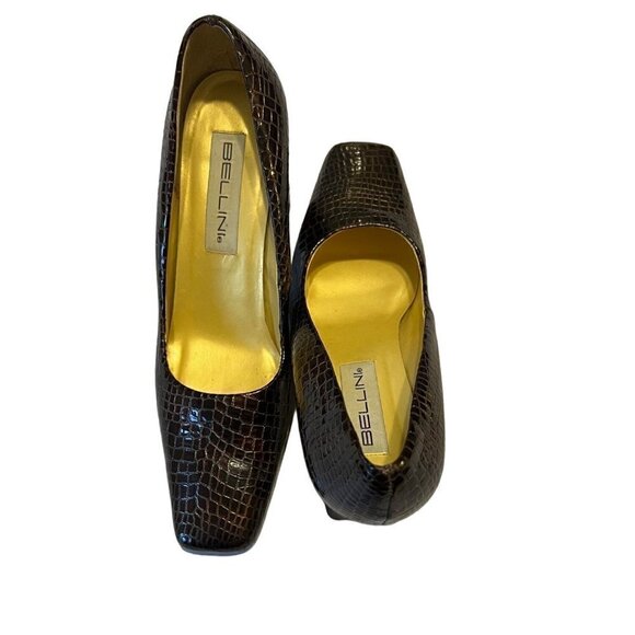 BELLINI Marta Women's Leather Croc Embossed Pump Heels Size 10M - Picture 3 of 10